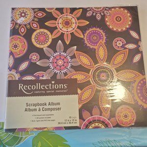 New Recollections Memory Photo Scrapbook Album 12x12” Floral and  Geometric Grap